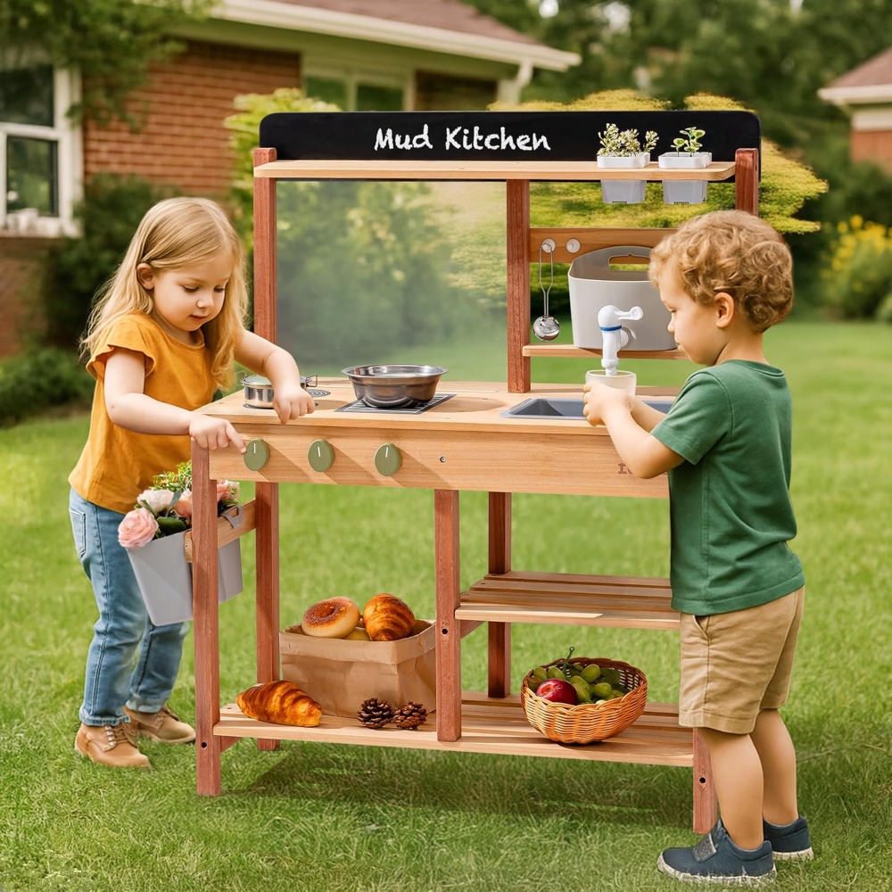 Dapur Lumpur Kayu untuk Anak-A - Kids Outdoor Sink ulasan dan harga