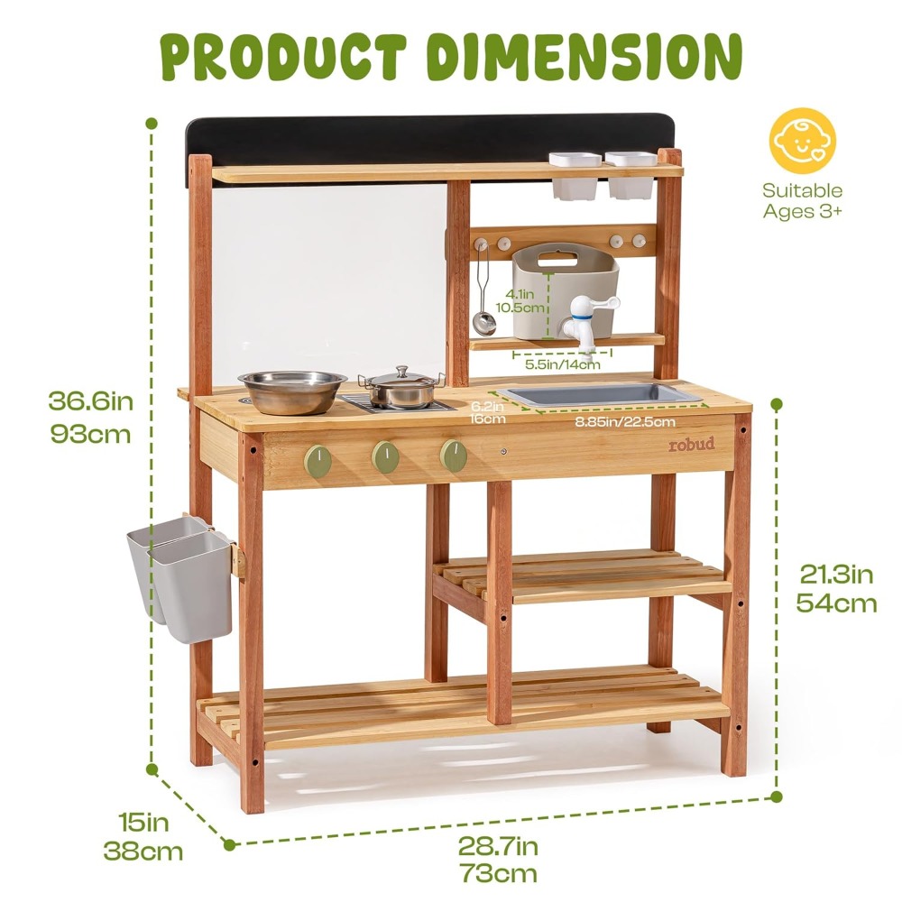 Dapur Lumpur Kayu untuk Anak-A - Kids Outdoor Sink ulasan dan harga