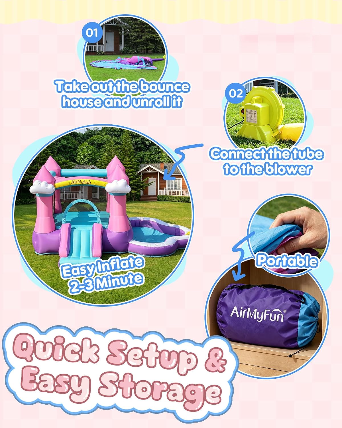 Rumah Loncat Tiup Warna Pink u - Kids Outdoor House ulasan dan harga