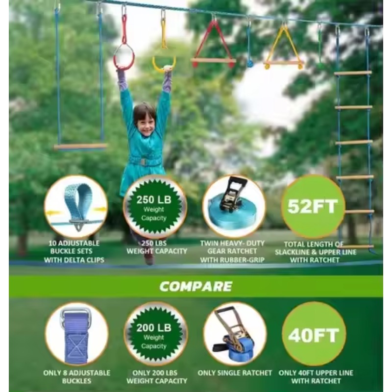 Perlengkapan Rintangan Warrior - Kids Outdoor Monkey Bars ulasan dan harga