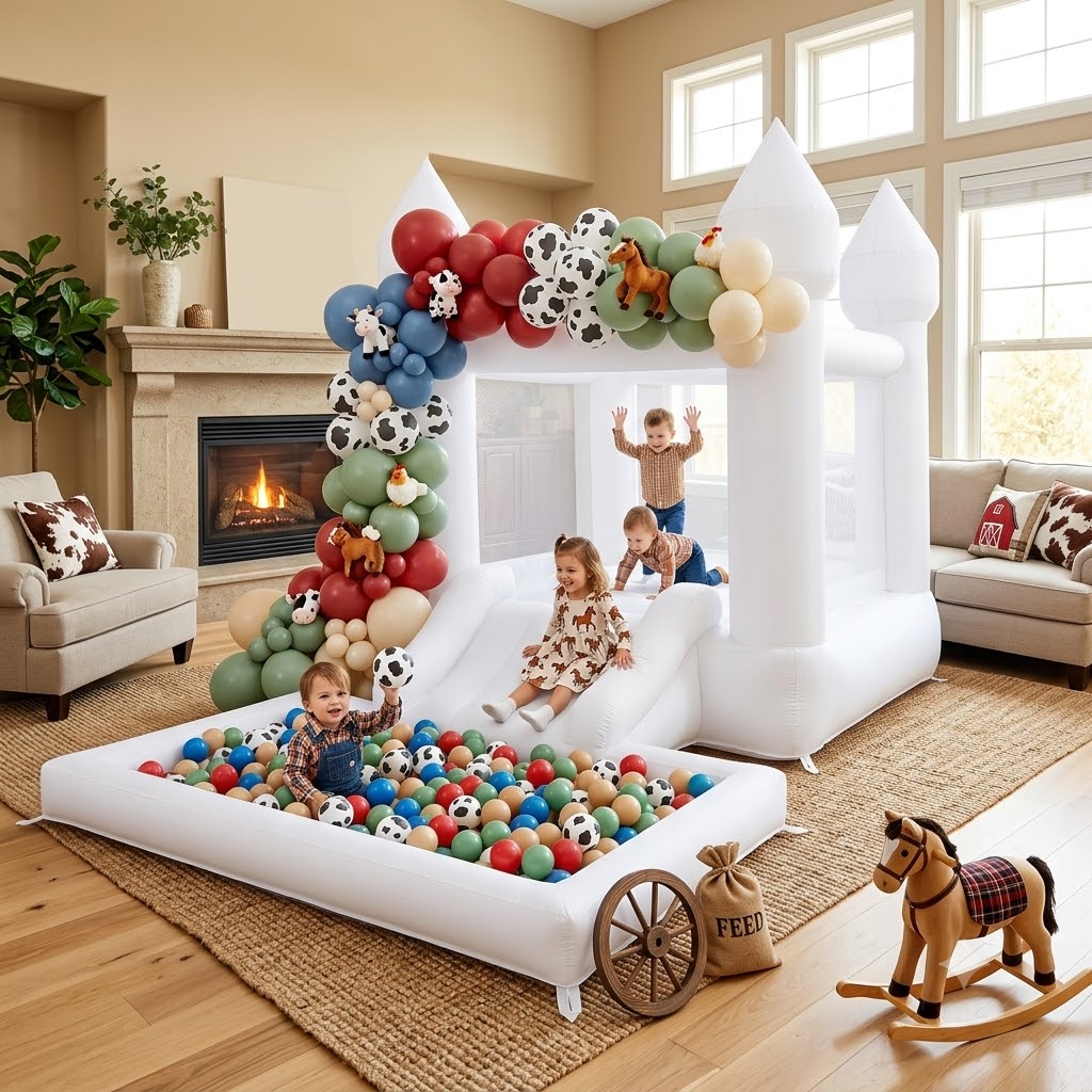 Rumah Loncat Tiup Oxford Putih - Kids Outdoor Wendy House ulasan dan harga