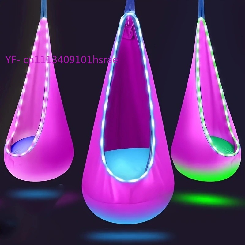 Hammock Tiup LED Bercahaya Por - Kids Outdoor Swing Chair ulasan dan harga