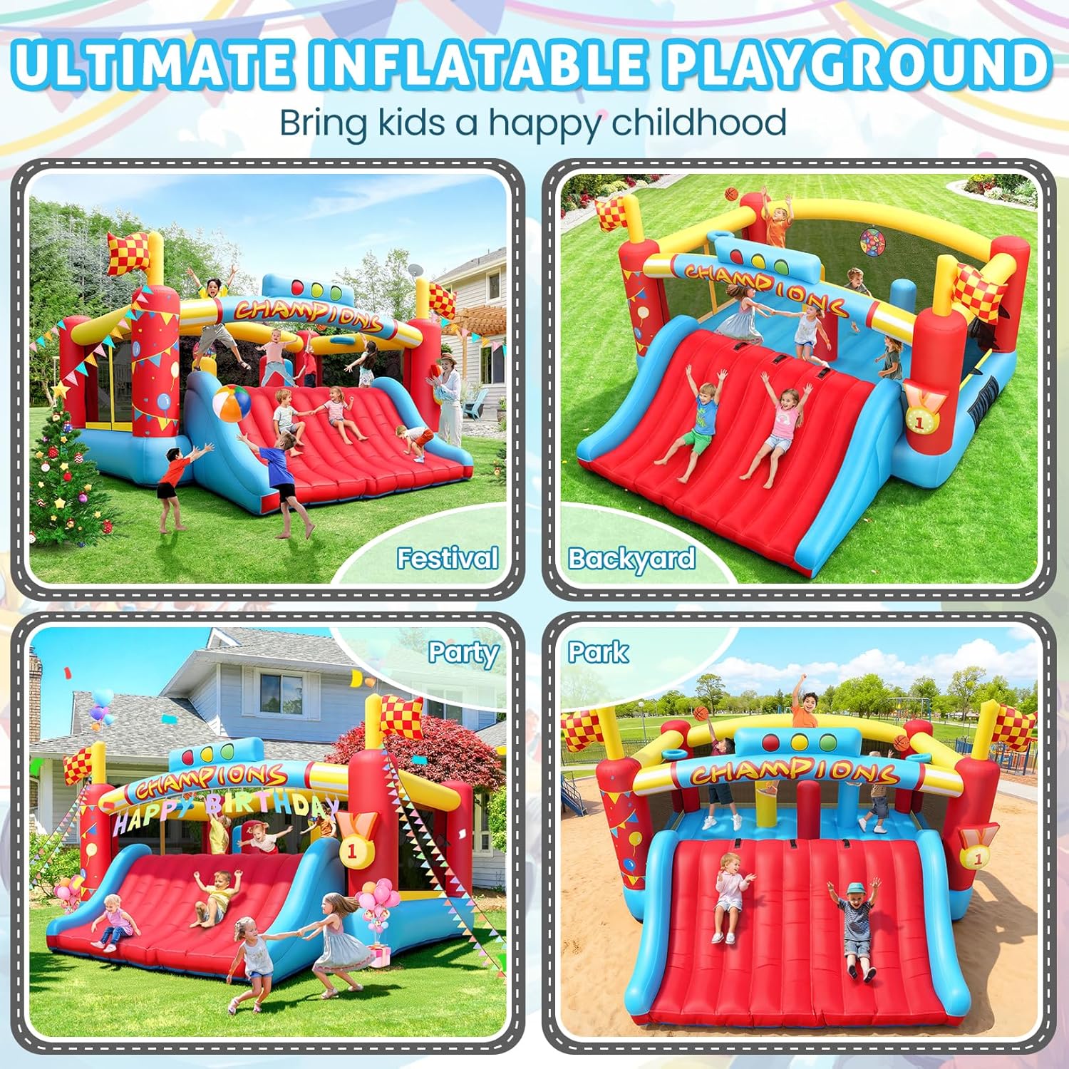 Rumah Loncat Tiup Besar untuk  - Kids Outdoor House ulasan dan harga