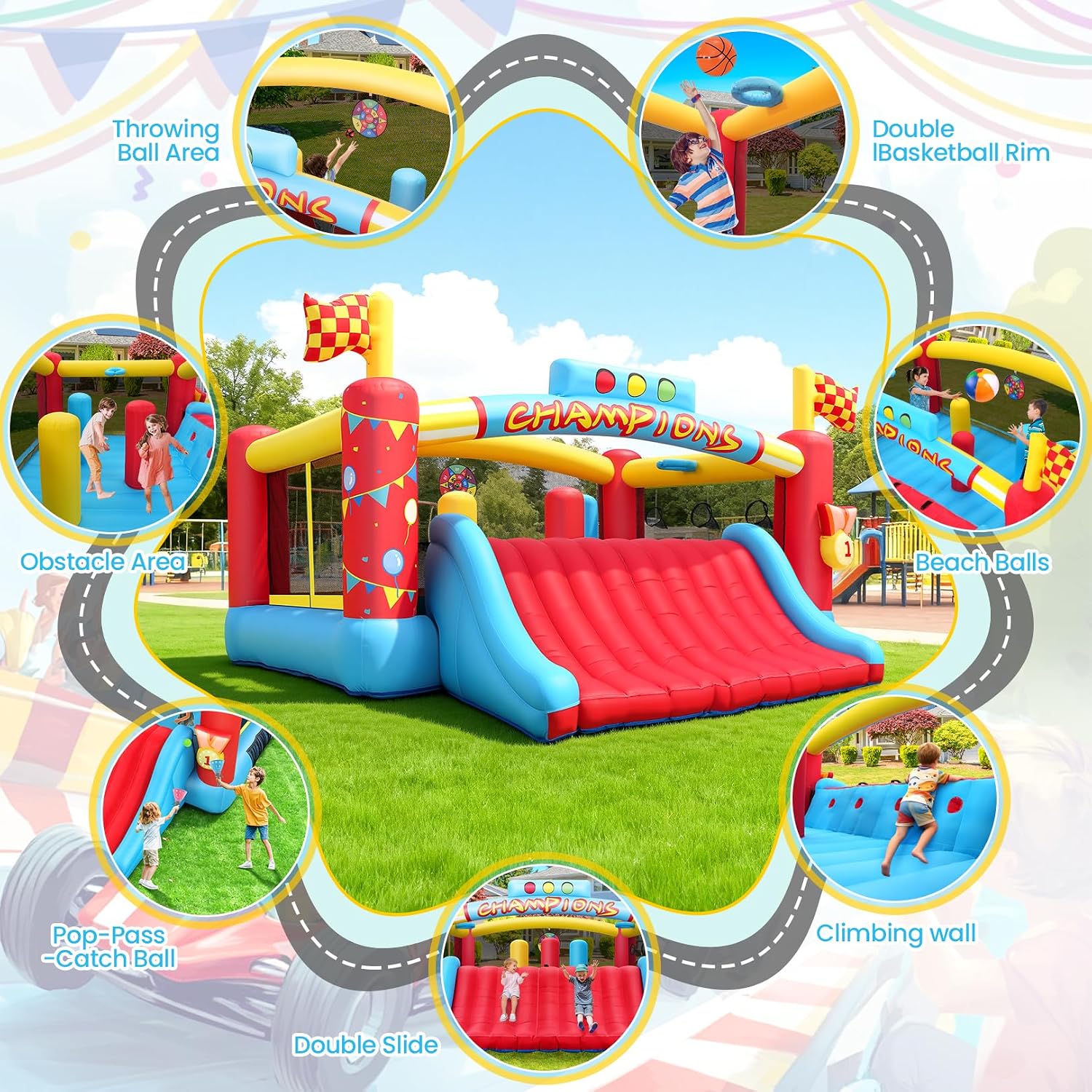 Rumah Loncat Tiup Besar untuk  - Kids Outdoor House ulasan dan harga