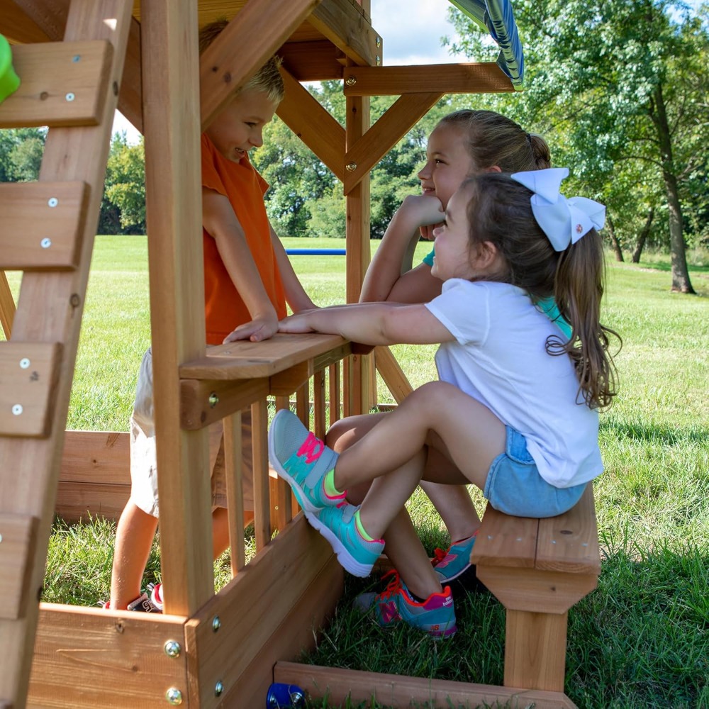 Ayunan Taman Kayu Cedar AS den - Kids Outdoor Monkey Bars ulasan dan harga