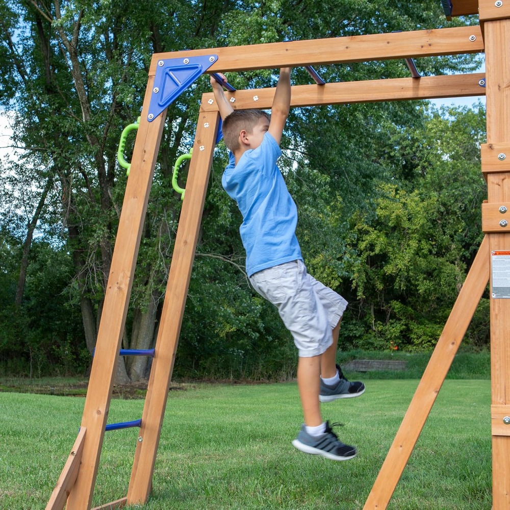 Ayunan Taman Kayu Cedar AS den - Kids Outdoor Monkey Bars ulasan dan harga