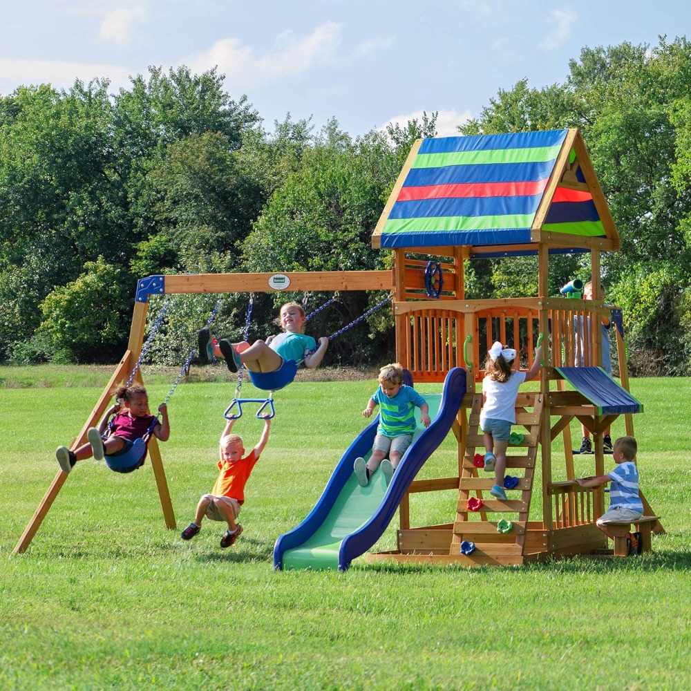 Ayunan Taman Kayu Cedar AS den - Kids Outdoor Monkey Bars ulasan dan harga